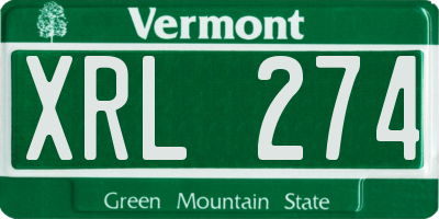 VT license plate XRL274