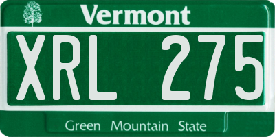 VT license plate XRL275