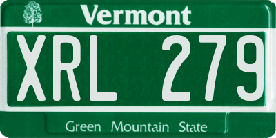 VT license plate XRL279