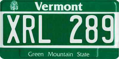 VT license plate XRL289