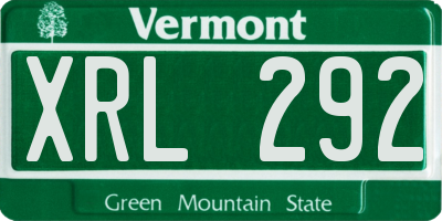 VT license plate XRL292