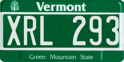 VT license plate XRL293