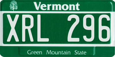 VT license plate XRL296