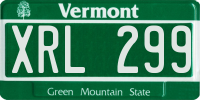 VT license plate XRL299