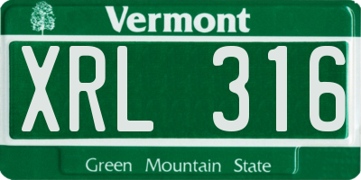VT license plate XRL316