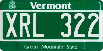 VT license plate XRL322