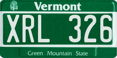 VT license plate XRL326