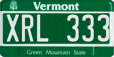 VT license plate XRL333