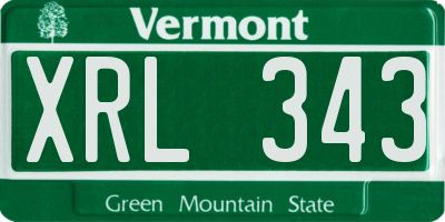 VT license plate XRL343