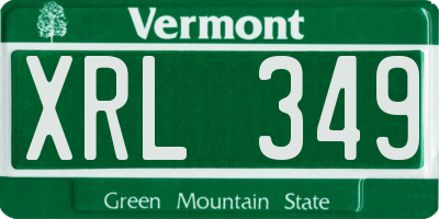 VT license plate XRL349