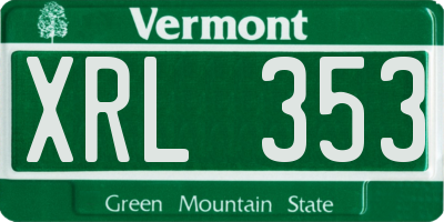VT license plate XRL353