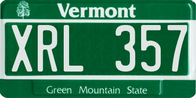 VT license plate XRL357