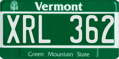 VT license plate XRL362