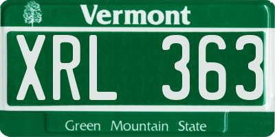 VT license plate XRL363