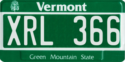 VT license plate XRL366