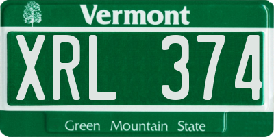 VT license plate XRL374