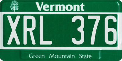 VT license plate XRL376