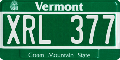 VT license plate XRL377