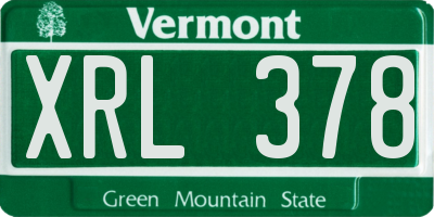 VT license plate XRL378