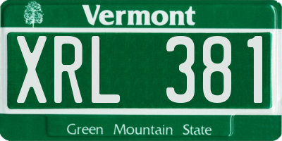 VT license plate XRL381
