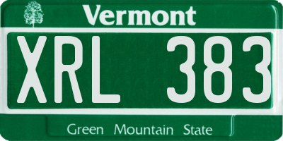 VT license plate XRL383