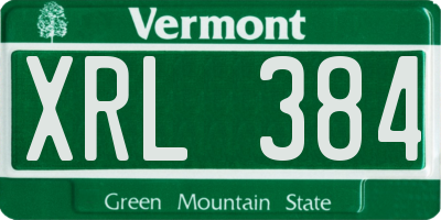 VT license plate XRL384