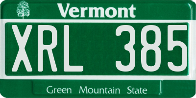 VT license plate XRL385