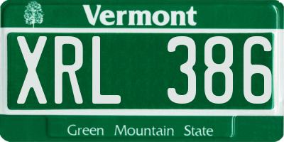 VT license plate XRL386