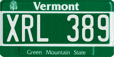 VT license plate XRL389