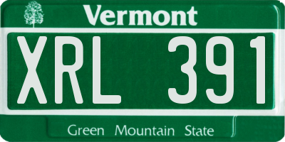 VT license plate XRL391