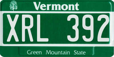 VT license plate XRL392