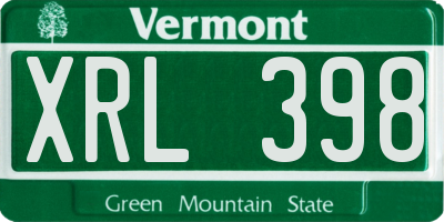 VT license plate XRL398