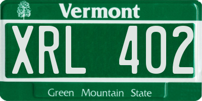 VT license plate XRL402