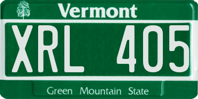 VT license plate XRL405