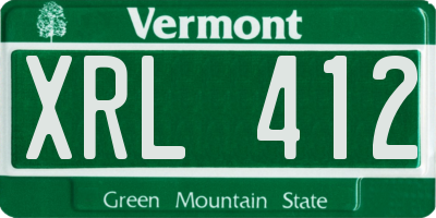 VT license plate XRL412