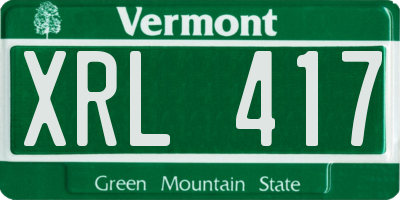VT license plate XRL417