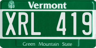 VT license plate XRL419