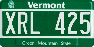 VT license plate XRL425