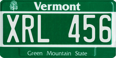 VT license plate XRL456