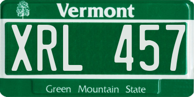 VT license plate XRL457