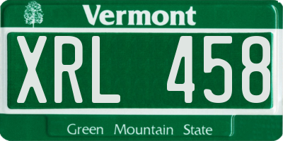 VT license plate XRL458