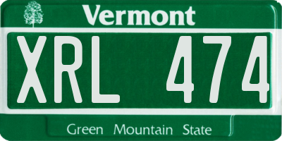 VT license plate XRL474