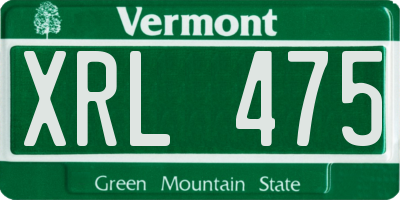 VT license plate XRL475