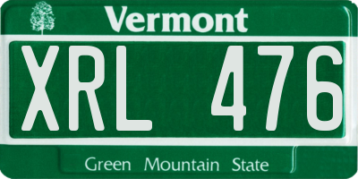 VT license plate XRL476