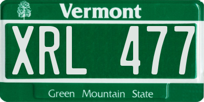VT license plate XRL477
