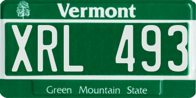 VT license plate XRL493
