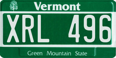 VT license plate XRL496