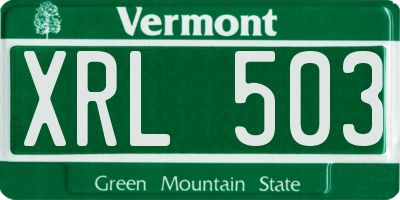 VT license plate XRL503