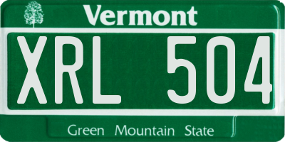 VT license plate XRL504