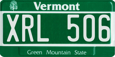 VT license plate XRL506